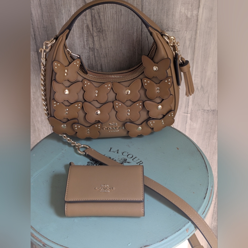 Coach Handbag And Wallet Set Butterfly Appliques